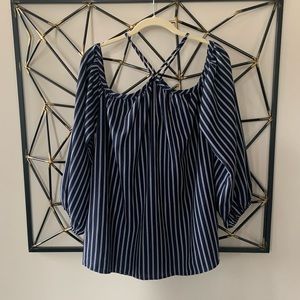 Women’s Peach Love sz large blouse with exposed shoulders and delicate straps